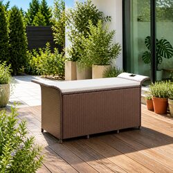 Functional Outdoor Garden Bench with Cushion and Storage