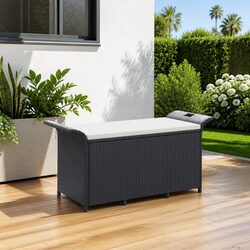 Black Outdoor Garden Bench with Storage