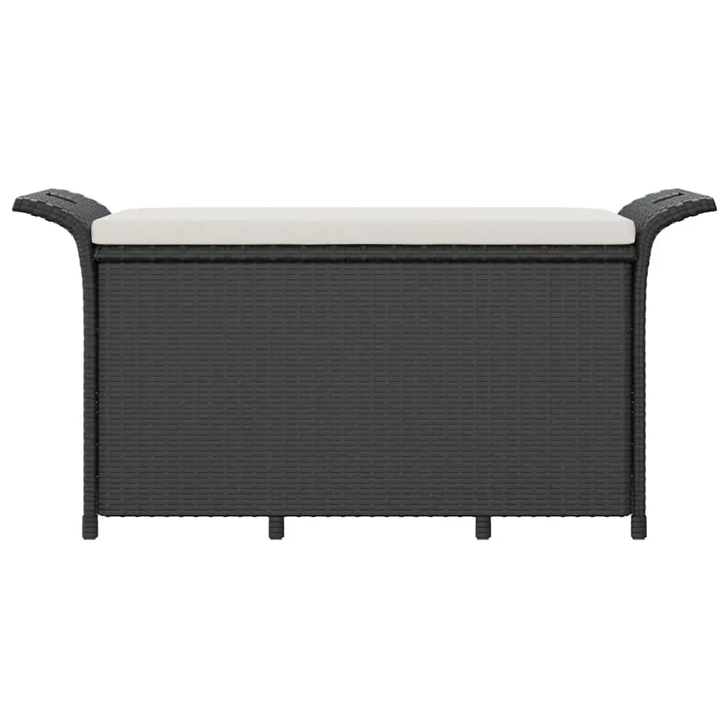Garden Bench with Storage PE Rattan 116 x 46 x 57 cm Black Powder-coated Steel Frame