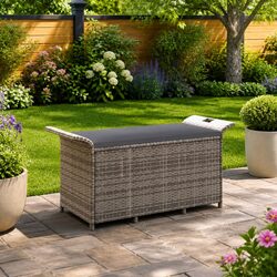 Practical Garden Bench with Cushion and Storage for Outdoor Use