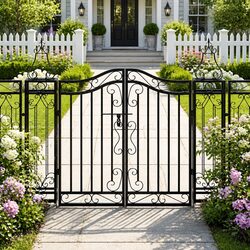 Practical Black Wrought Iron Garden Gate for Your Home 121x100cm