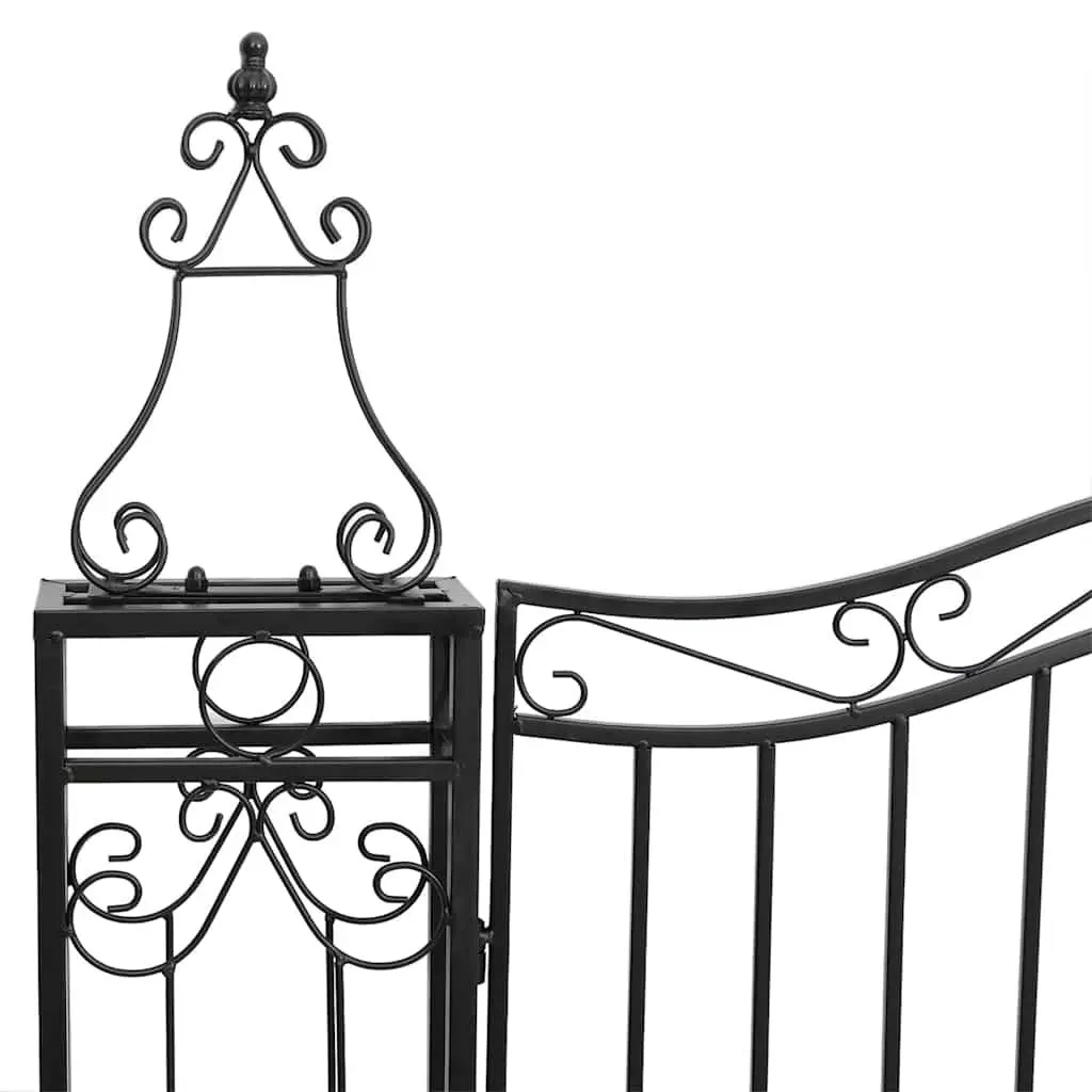 Garden Gate Wrought Iron 121x100cm Black Ornamental Fence Entryway