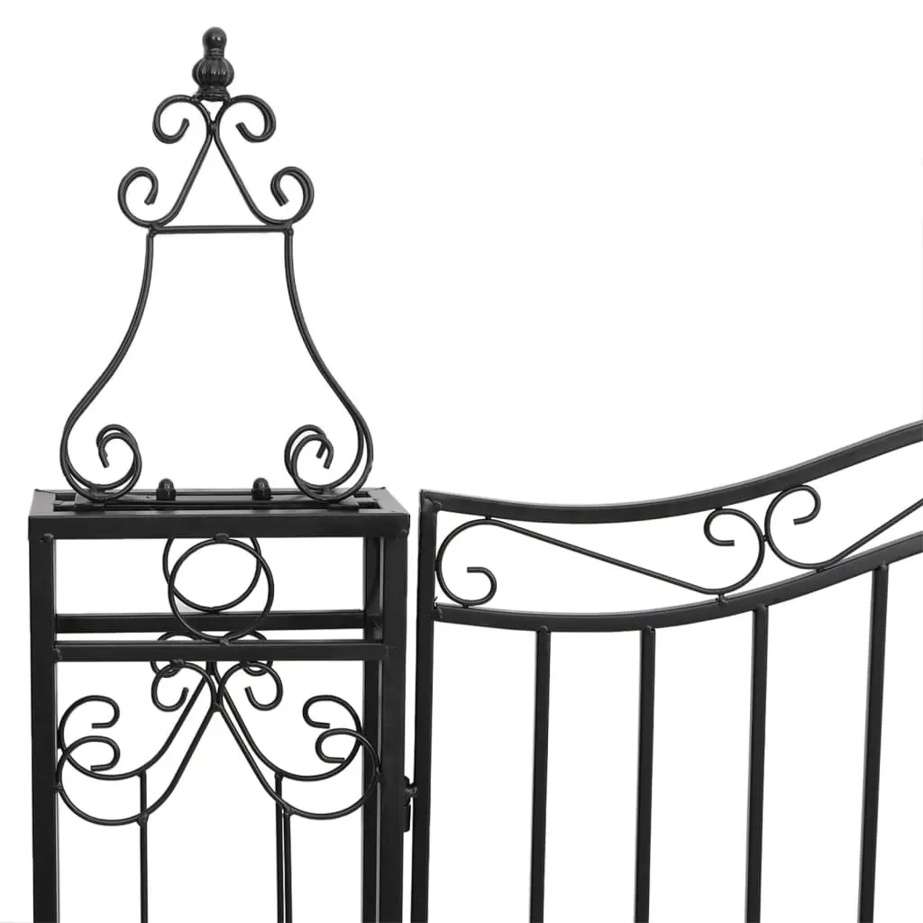Garden Gate Wrought Iron Black 121W x 150H cm Ornamental Fencing Barrier Outdoor Patio