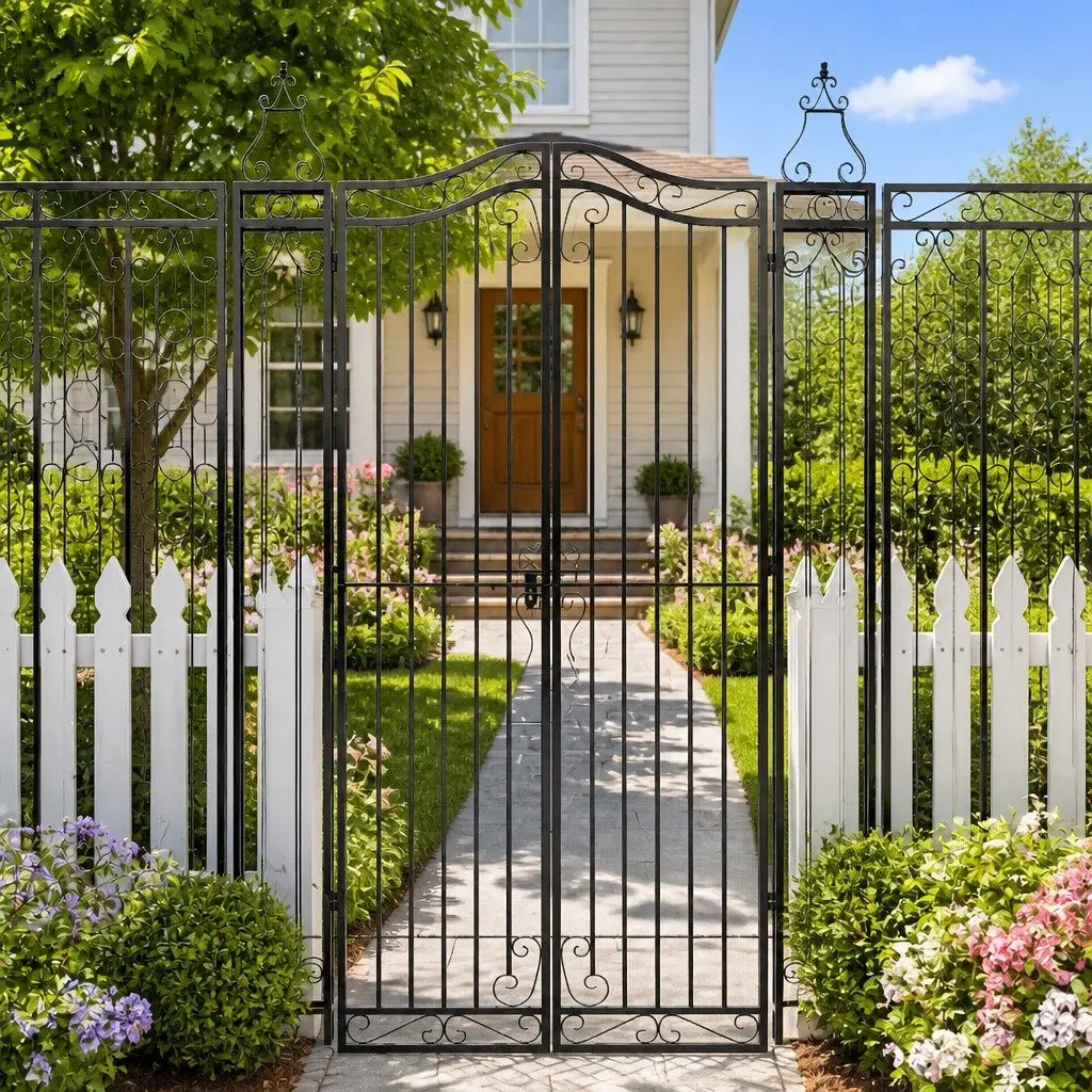 Black Wrought Iron Garden Gate for Home Use