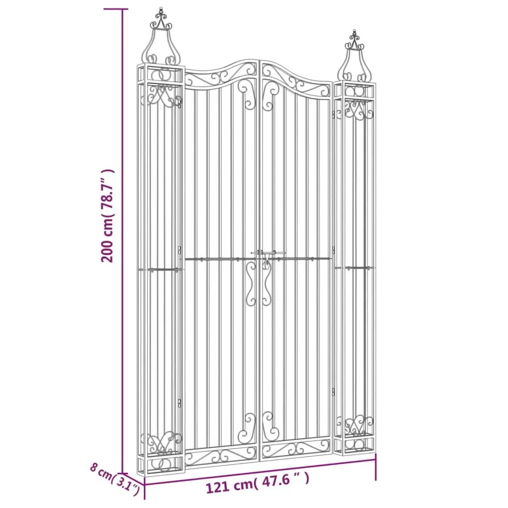 Black Wrought Iron Garden Gate for Home Use
