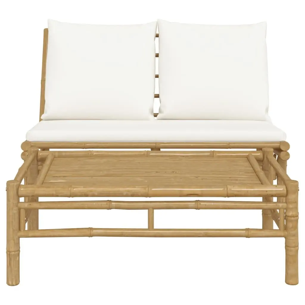 Outdoor Garden Lounge Set 2 Piece Bamboo Sectional Sofa with Cushions