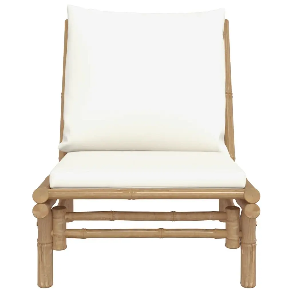 Outdoor Garden Chairs 2 Piece Set with Cushions Bamboo Patio Seating Backrest