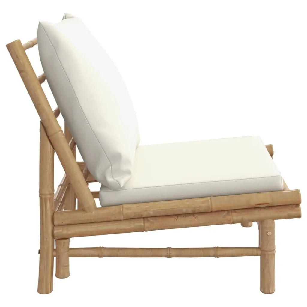 Outdoor Garden Chairs 2 Piece Set with Cushions Bamboo Patio Seating Backrest