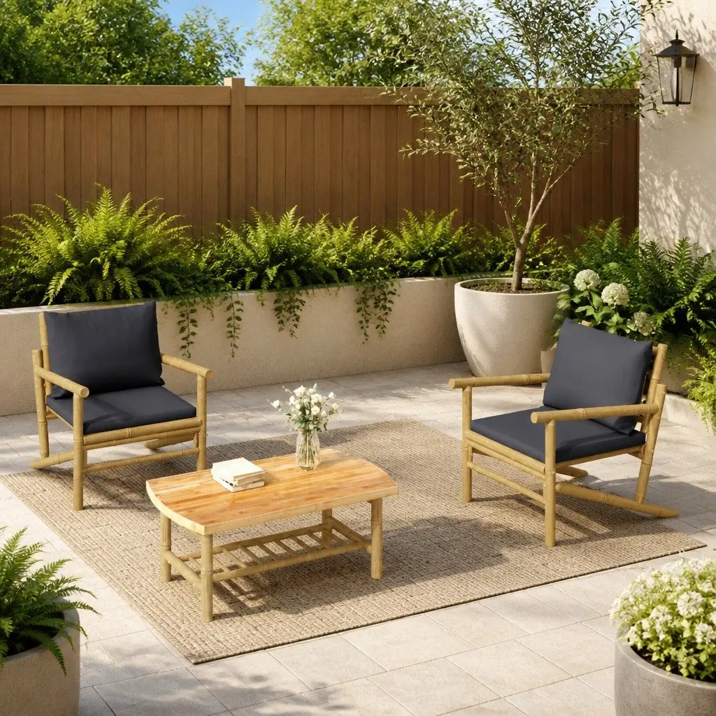 Bamboo Outdoor Coffee Table Brown 90x55x37cm Patio Garden Furniture
