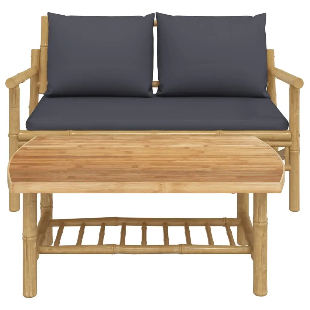 Outdoor Sectional Sofa Lounge Set 2 Piece Garden Seating with Cushions