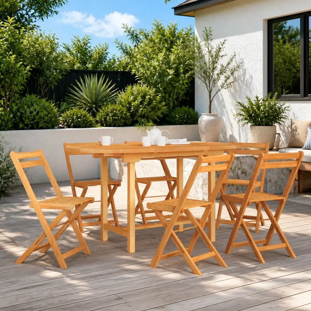 Extending Garden Table Solid Teak Wood 110-160x80x75cm Brown Outdoor Dining Patio