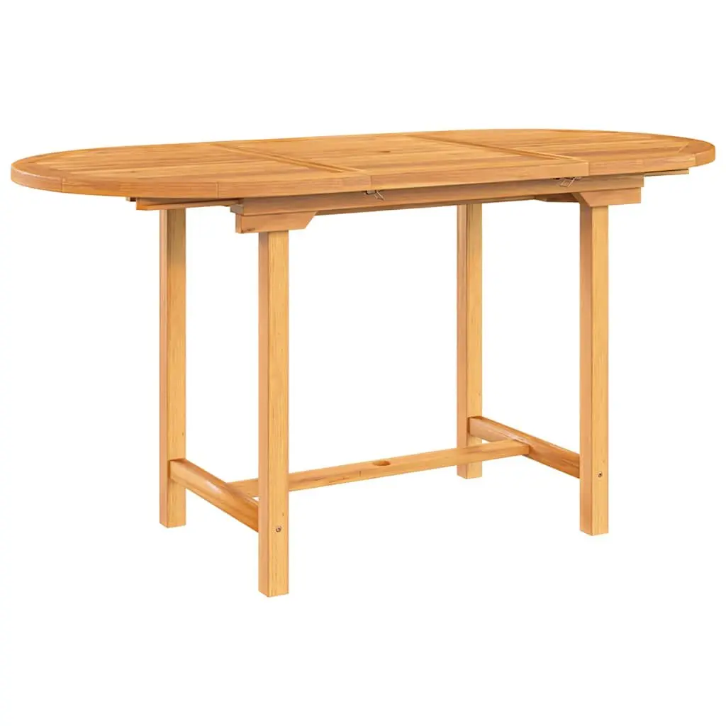 Extending Garden Table Solid Teak Wood 110-160x80x75cm Brown Outdoor Dining Patio