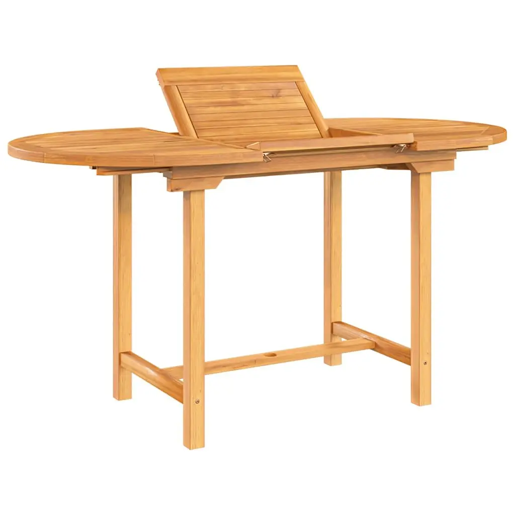 Extending Garden Table Solid Teak Wood 110-160x80x75cm Brown Outdoor Dining Patio