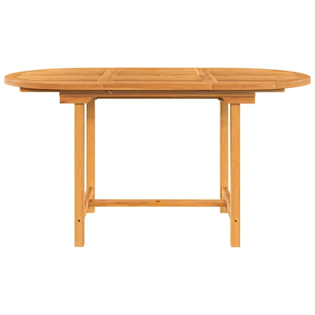 Extending Garden Table Solid Teak Wood 110-160x80x75cm Brown Outdoor Dining Patio