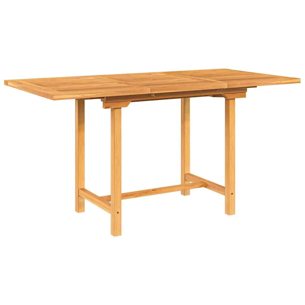 Extending Garden Table Solid Wood 110-160x80x75cm Brown Outdoor Dining Patio Furniture