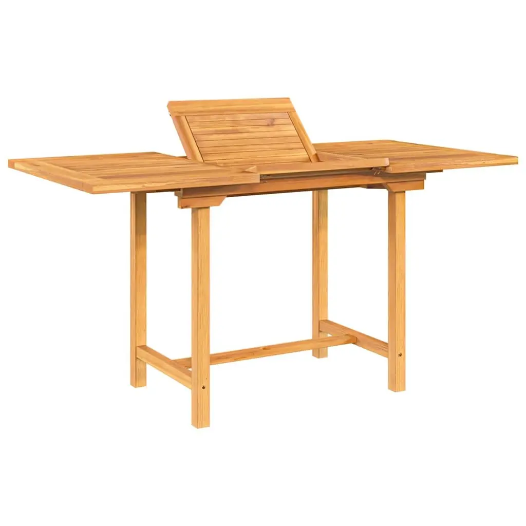 Extending Garden Table Solid Wood 110-160x80x75cm Brown Outdoor Dining Patio Furniture