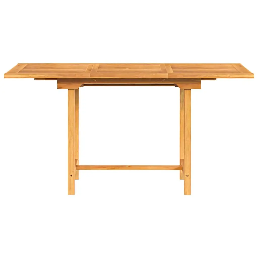 Extending Garden Table Solid Wood 110-160x80x75cm Brown Outdoor Dining Patio Furniture