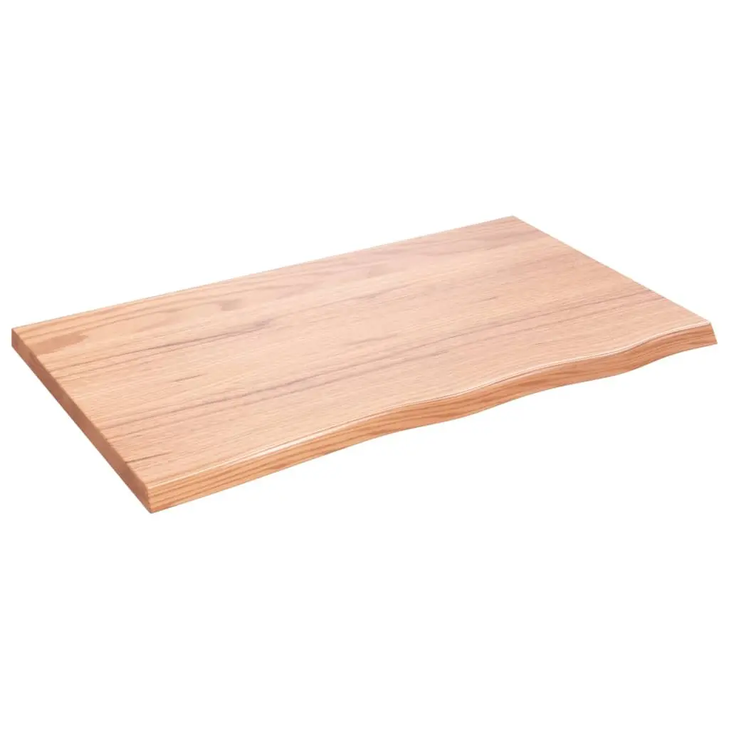Solid Oak Wood Wall Shelf Light Brown 100x60cm Rustic Floating Ledge Handcrafted Storage