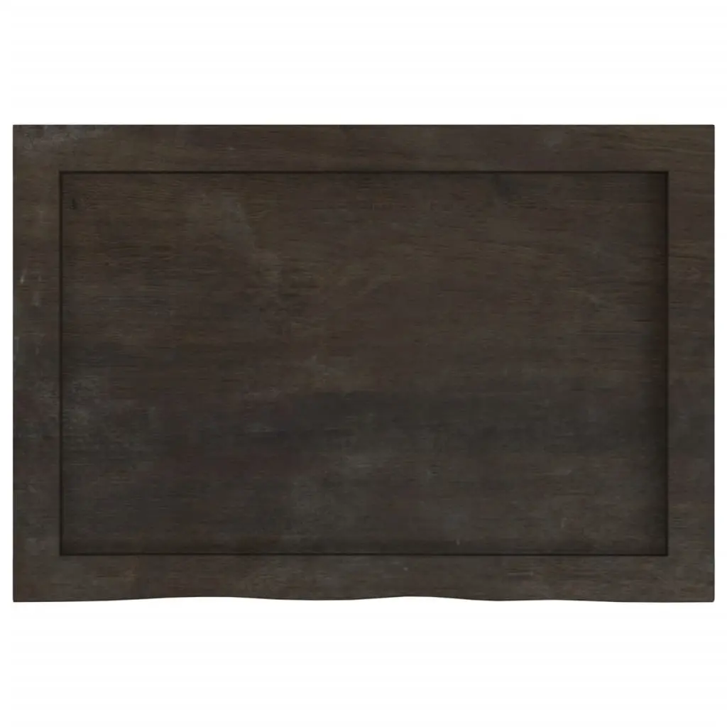 Wall Shelf Solid Oak Wood Dark Brown Live Edge 60x40cm