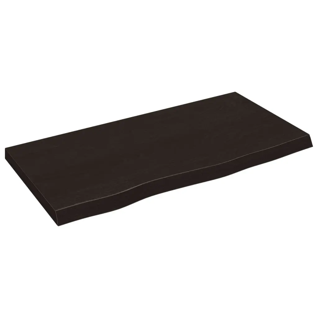 Wall Shelf Solid Oak Wood 80 x 40 cm Dark Brown Rustic Floating Ledge