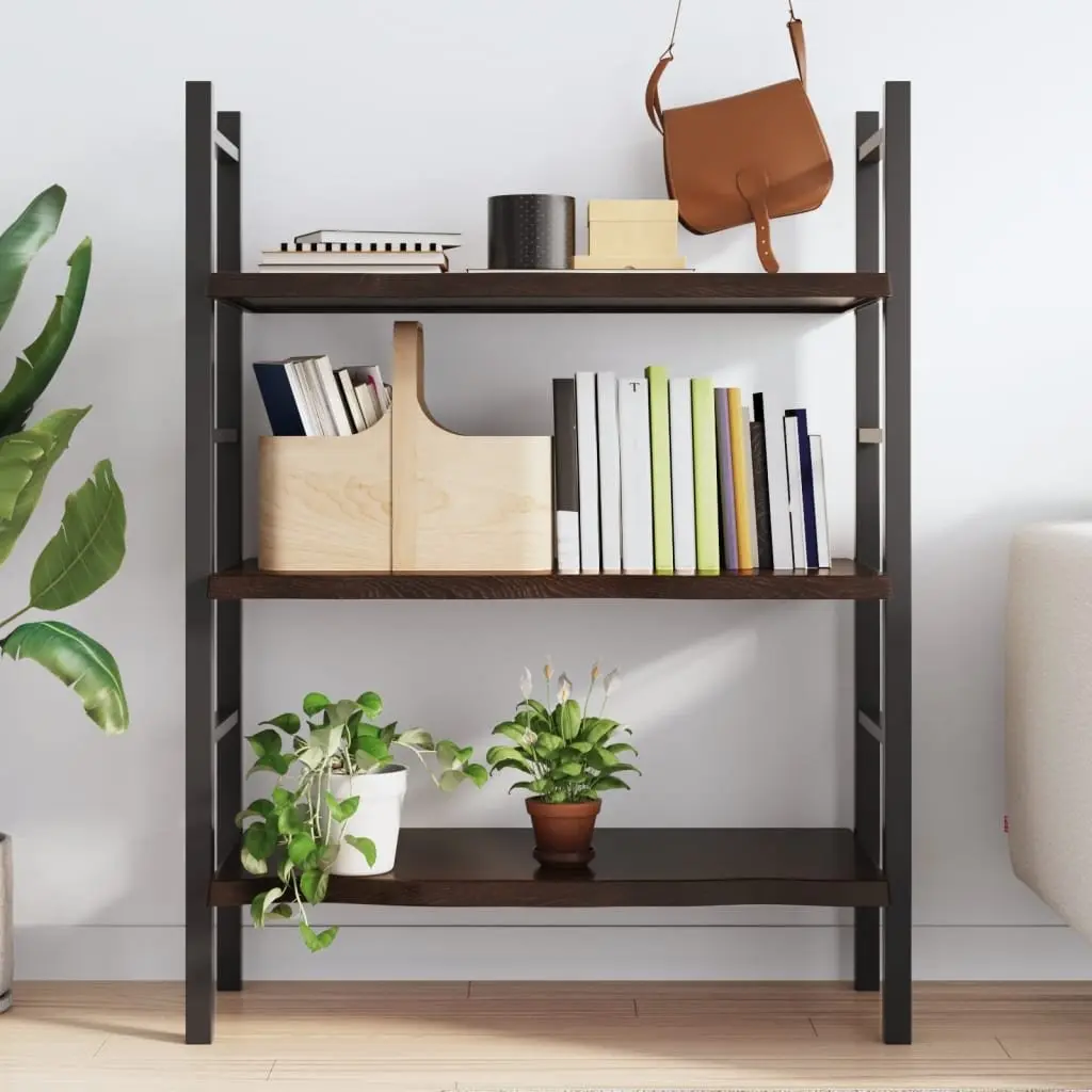 Wall Shelf Solid Oak Wood 80 x 40 cm Dark Brown Rustic Floating Ledge