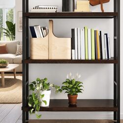 Dark Brown Solid Oak Wall Shelf for Home Use 80x50cm