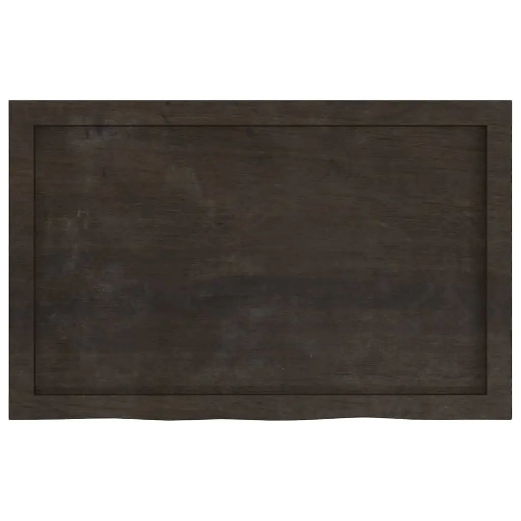 Wall Shelf Handmade Rustic Dark Brown Solid Oak Wood Live Edge 80x50cm Storage