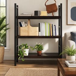 Wall Shelf Dark Brown Solid Oak Wood Rustic Storage Shelving Handmade Live Edge
