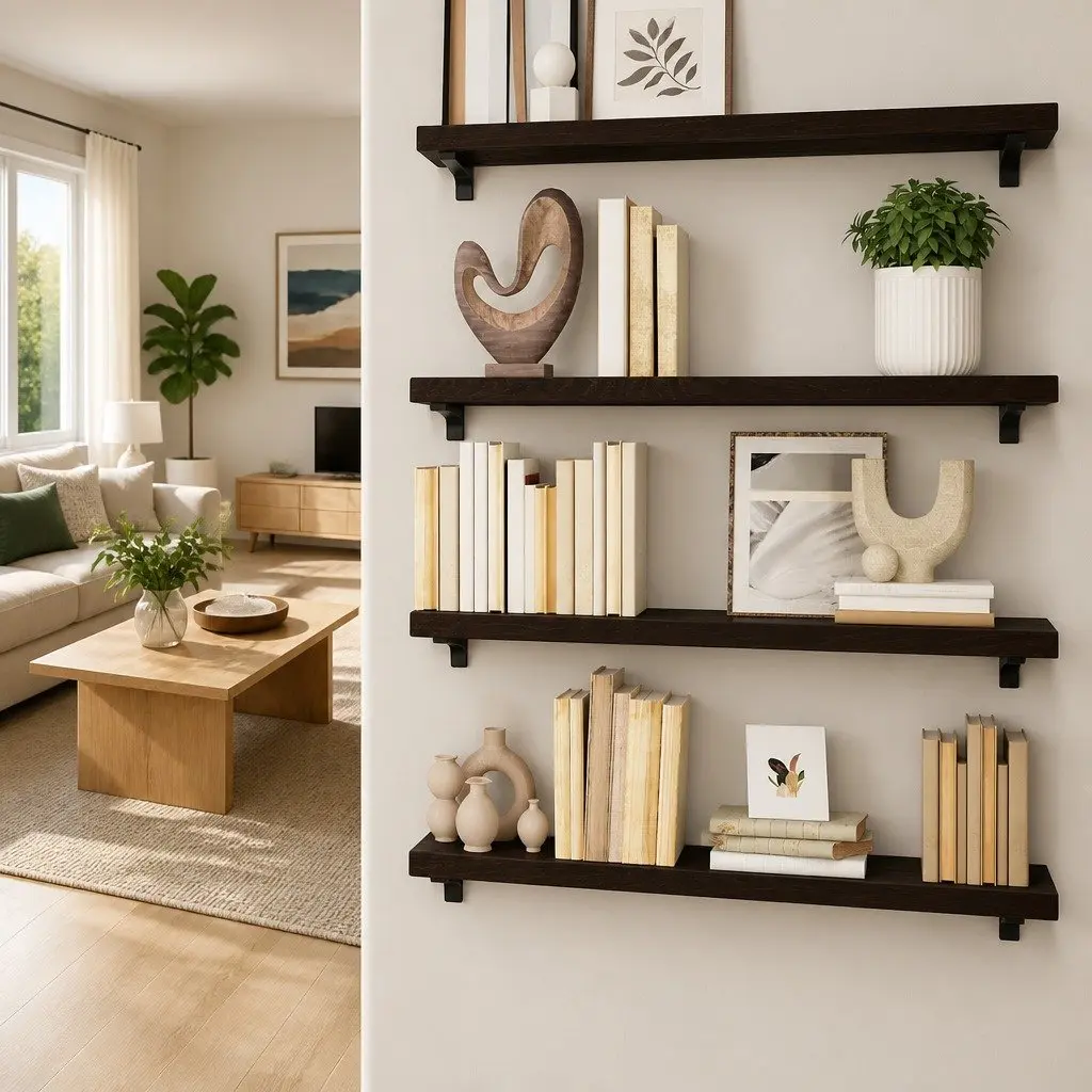 Wall Shelf Rustic Handmade Dark Brown Solid Oak Wood 100x30cm Floating Storage Ledge