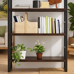 Rustic Dark Brown Oak Wall Shelf 100x40cm