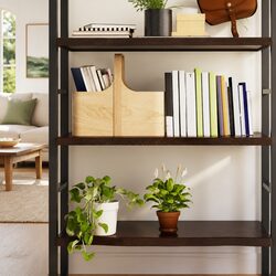 Wall Shelf in Dark Brown Solid Oak Wood