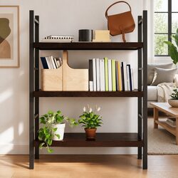 Dark Brown Oak Wall Shelf with Live Edge