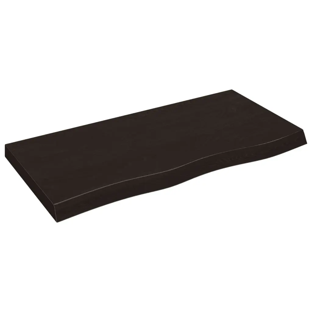 Wall Shelf Solid Oak Wood Live Edge 100x50cm Dark Brown Handmade Storage Ledge