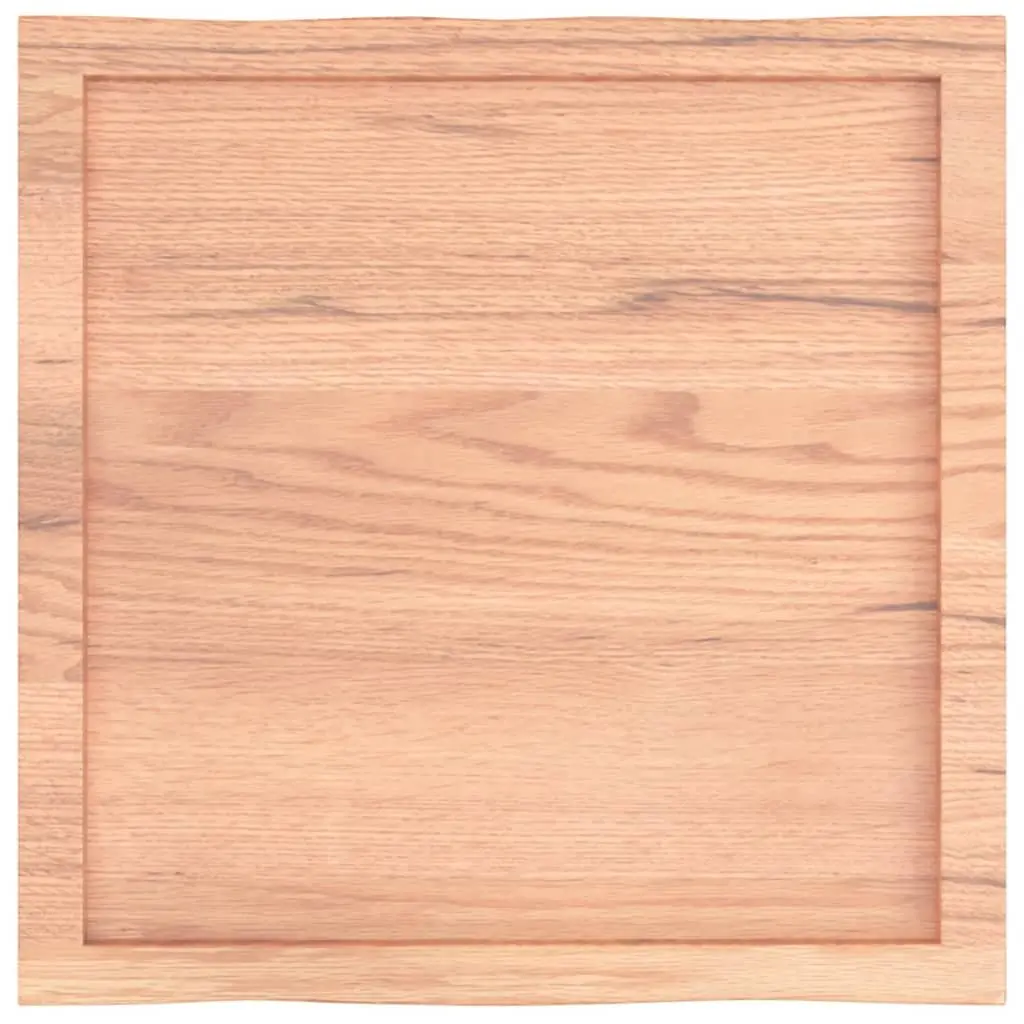Solid Oak Wood Table Top 60x60cm Live Edge Brown Varnished Handcrafted Tabletop