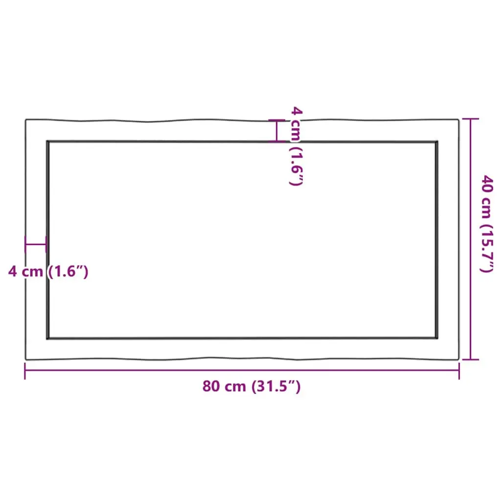 Brown Live Edge Table Top Solid Oak Wood 80x40cm Replacement Board DIY