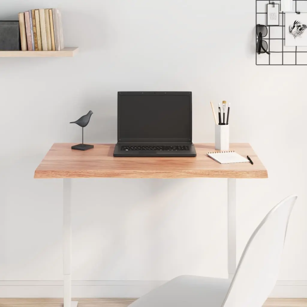 Solid Oak Live Edge Table Top Brown 80x60x2 cm Treated Wood