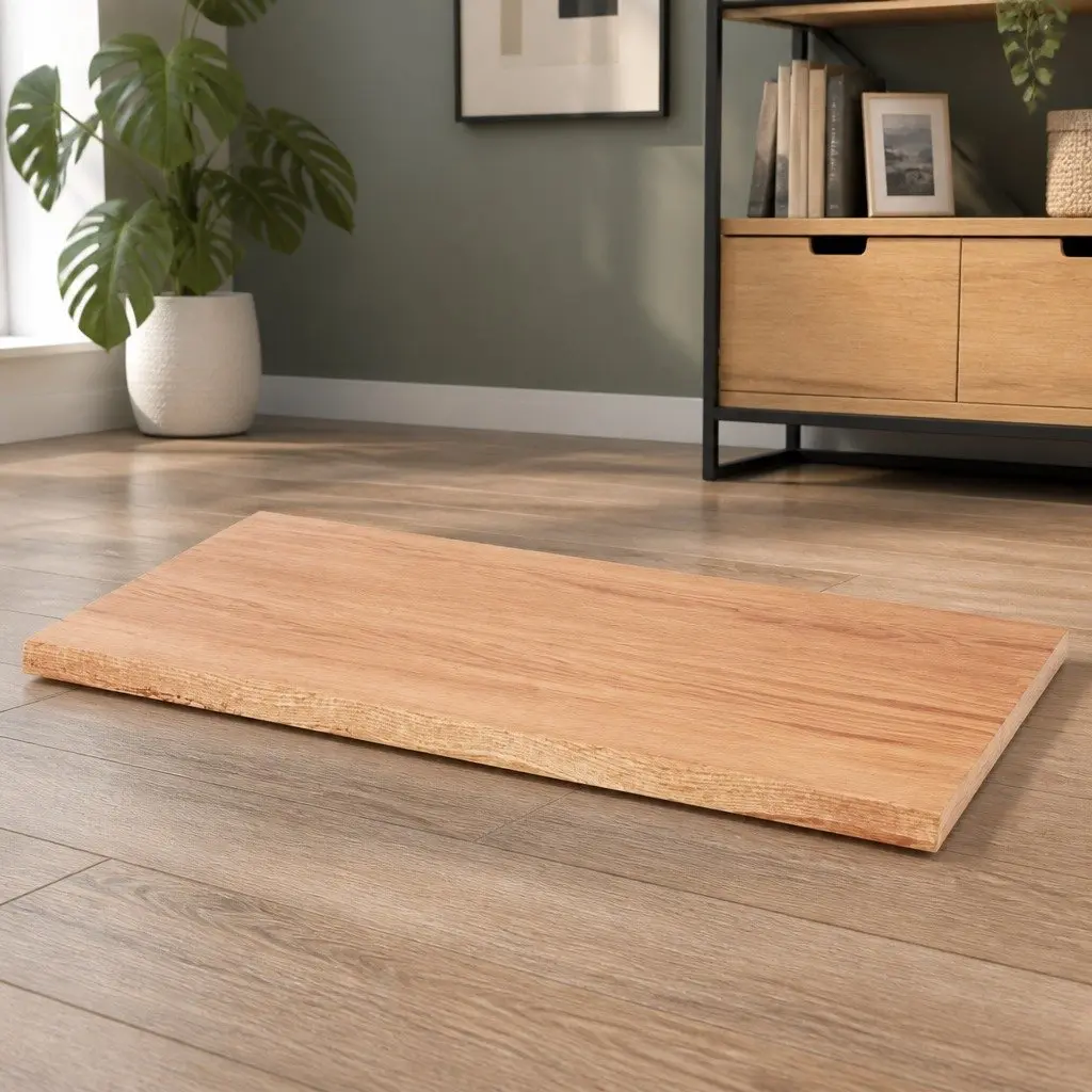Live Edge Solid Oak Wood Table Top Brown 100x40cm Handcrafted Replacement Dining Desk