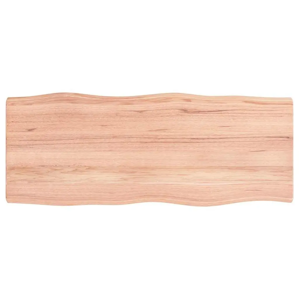 Live Edge Solid Oak Wood Table Top Brown 100x40cm Handcrafted Replacement Dining Desk