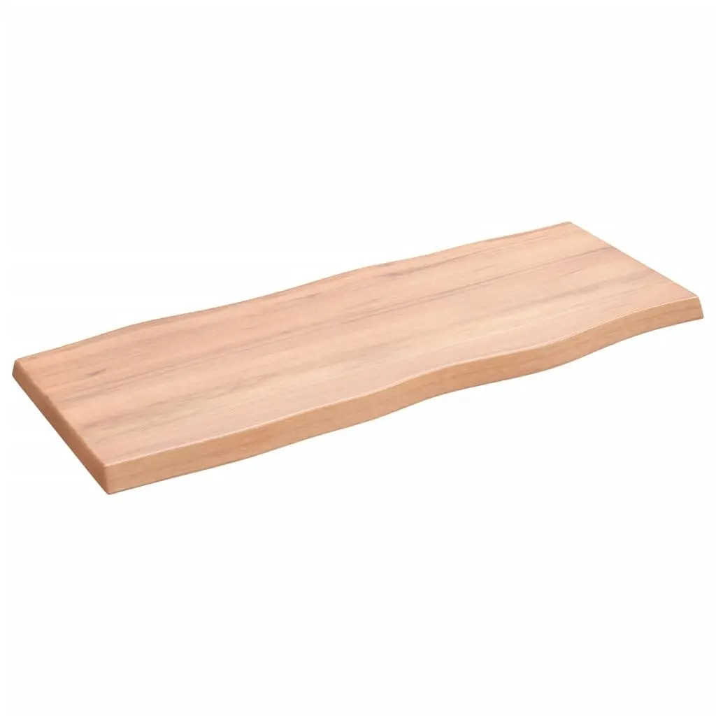 Live Edge Solid Oak Wood Table Top Brown 100x40cm Handcrafted Replacement Dining Desk