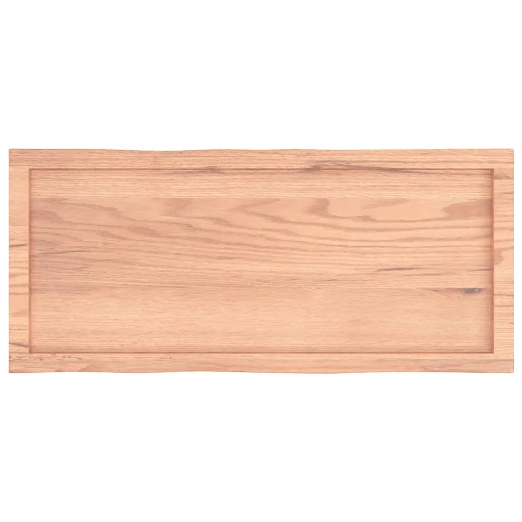 Live Edge Solid Oak Wood Table Top Brown 100x40cm Handcrafted Replacement Dining Desk