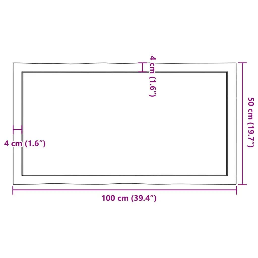Solid Oak Tabletop for Home and Commercial Use 100x50cm