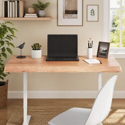 Solid Oak Wood Table Top Brown Live Edge 100x50cm Treated Tabletop Replacement