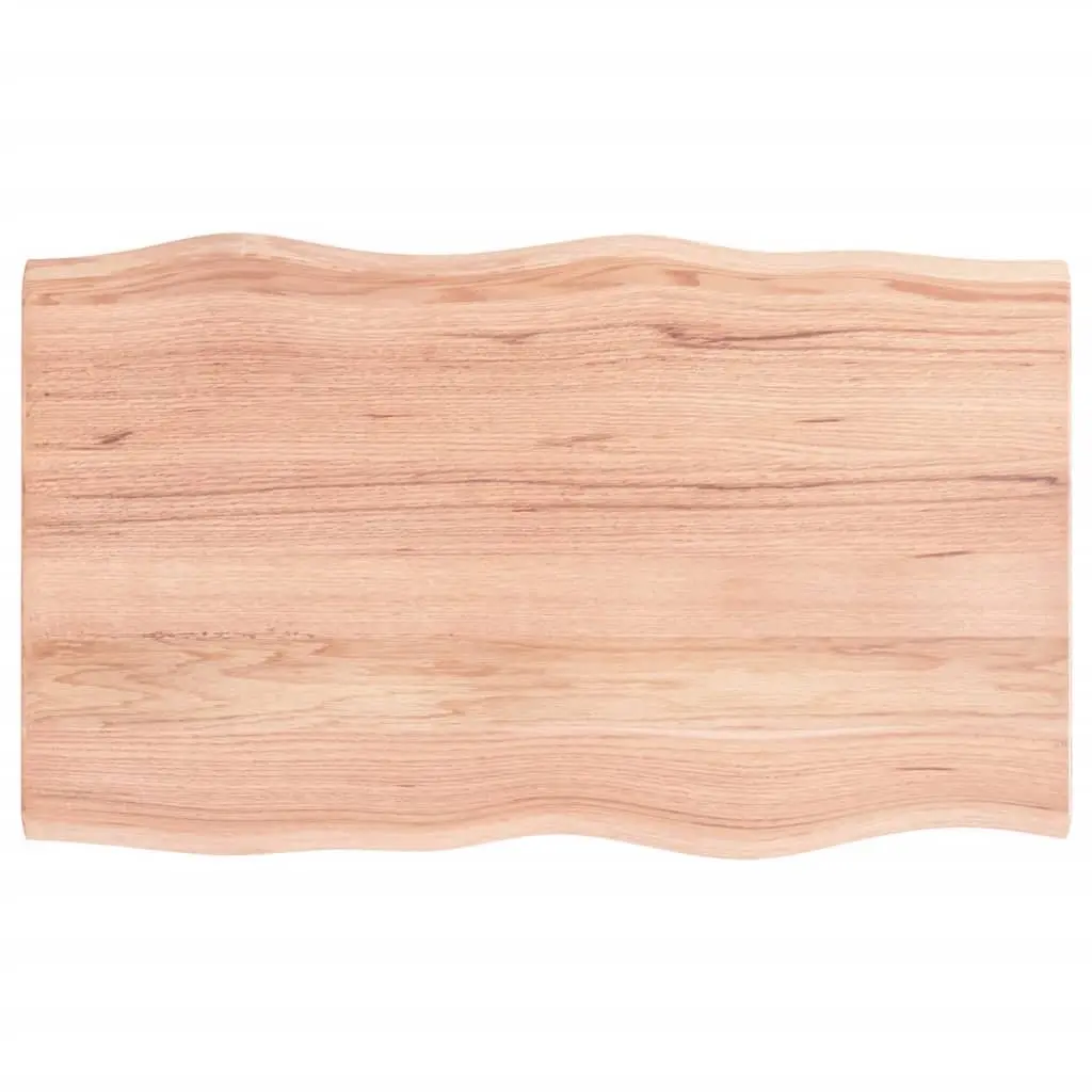 Table Top Solid Oak Wood Live Edge Handcrafted Varnished 100x60x2cm Light Brown