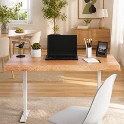 Solid Oak Wood Table Top Live Edge Brown 100x60cm Replacement Tabletop DIY