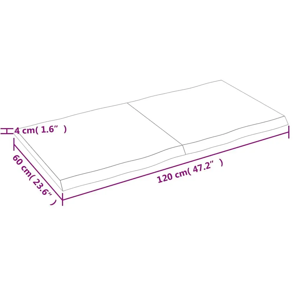 Wooden Table Top Brown Solid Oak Live Edge Foldable Replacement Board 120x60cm