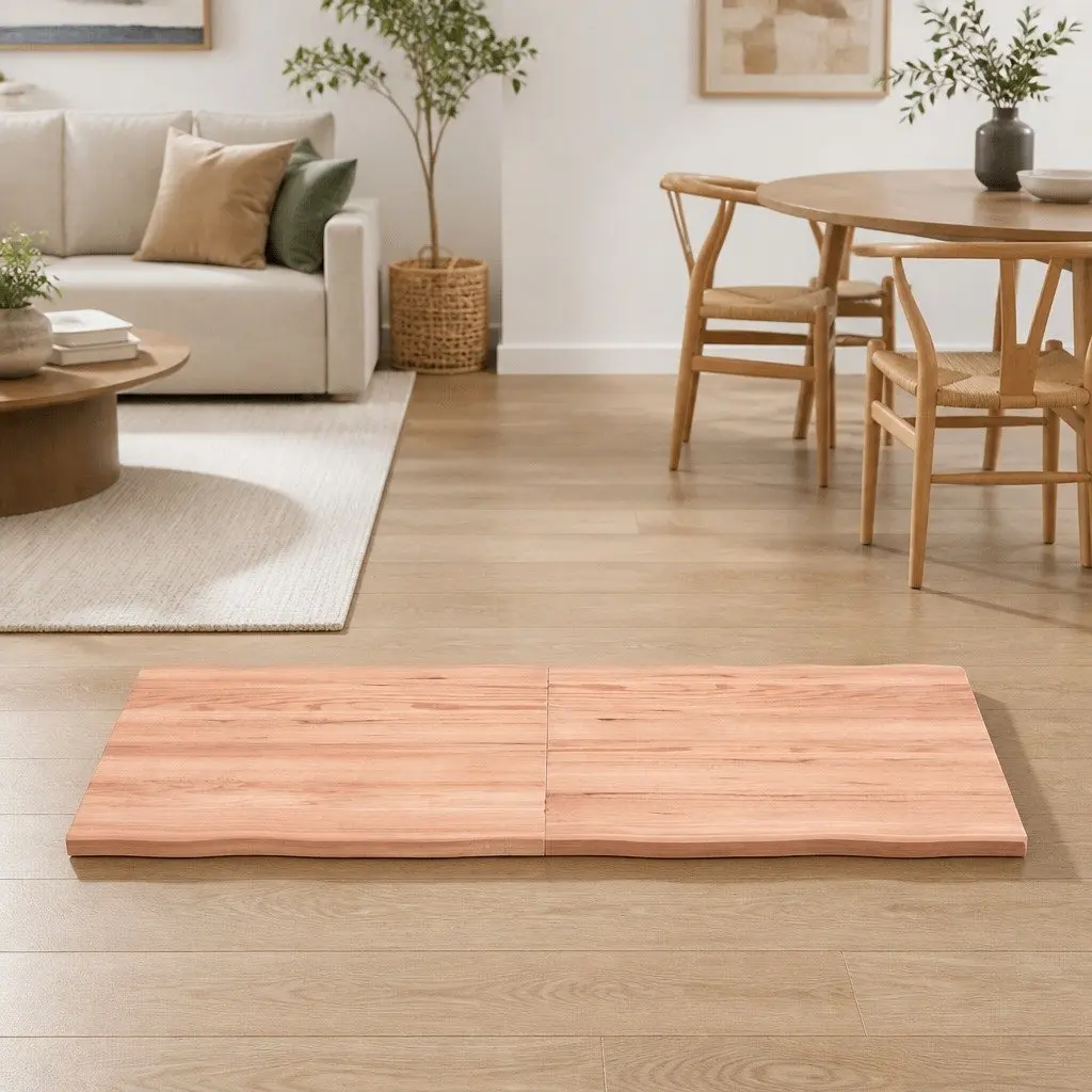 Wooden Table Top Brown 140x40cm Live Edge Solid Oak Foldable Replacement Board