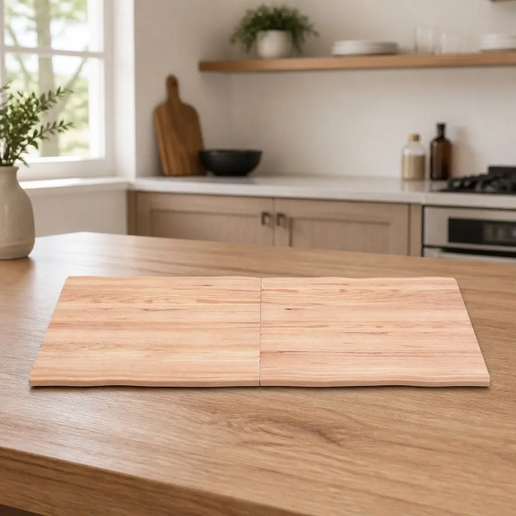 Wooden Table Top Brown Live Edge Solid Oak Folding Replacement Board 140x50cm