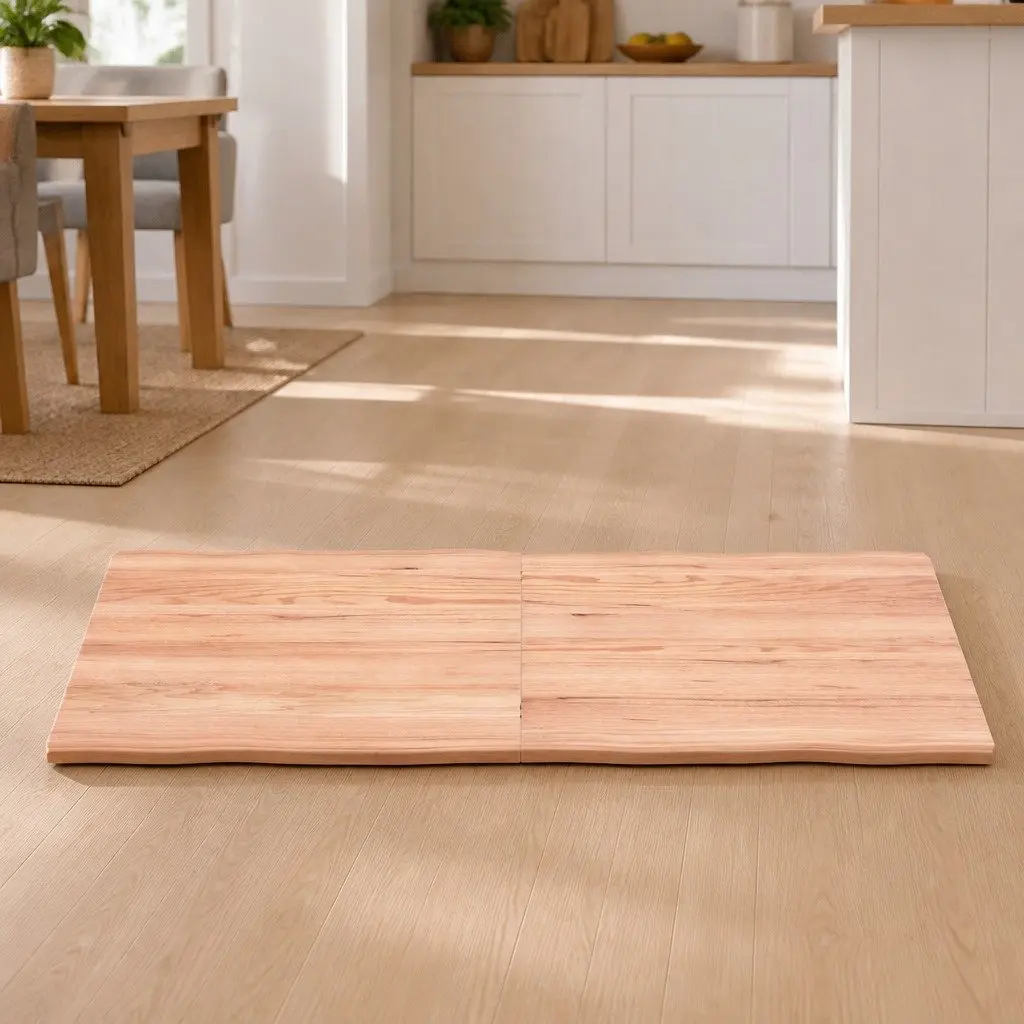 Wooden Table Top Light Brown Live Edge Solid Oak 140x50cm Folding Replacement