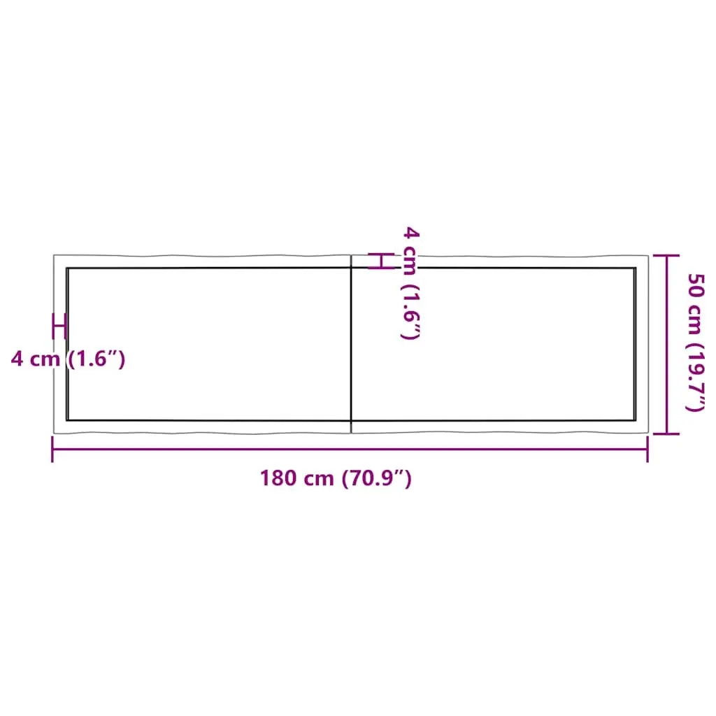 Wooden Tabletop Foldable Solid Oak 180x50cm Live Edge Brown