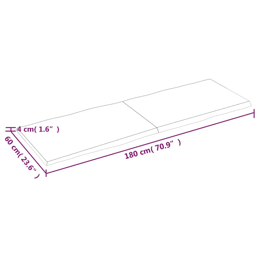 Solid Oak Wooden Table Top Folding Live Edge 180x60cm Brown Replacement Board